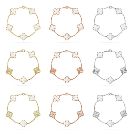 [Rosla]CLOVER WHITE PEARL MOP 5 MOTIF BRACELET COLLECTION