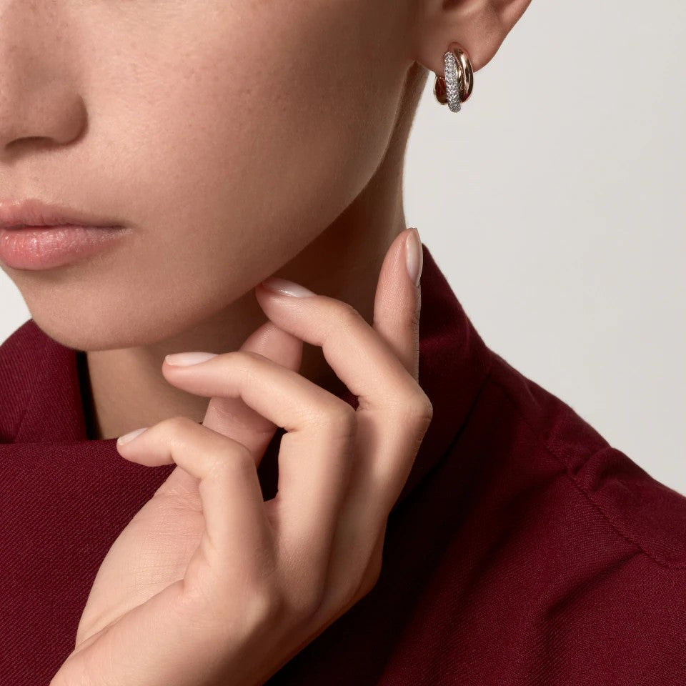 [Rosla]TRINITY HALF DIAMOND  CLASSIC EARRINGS