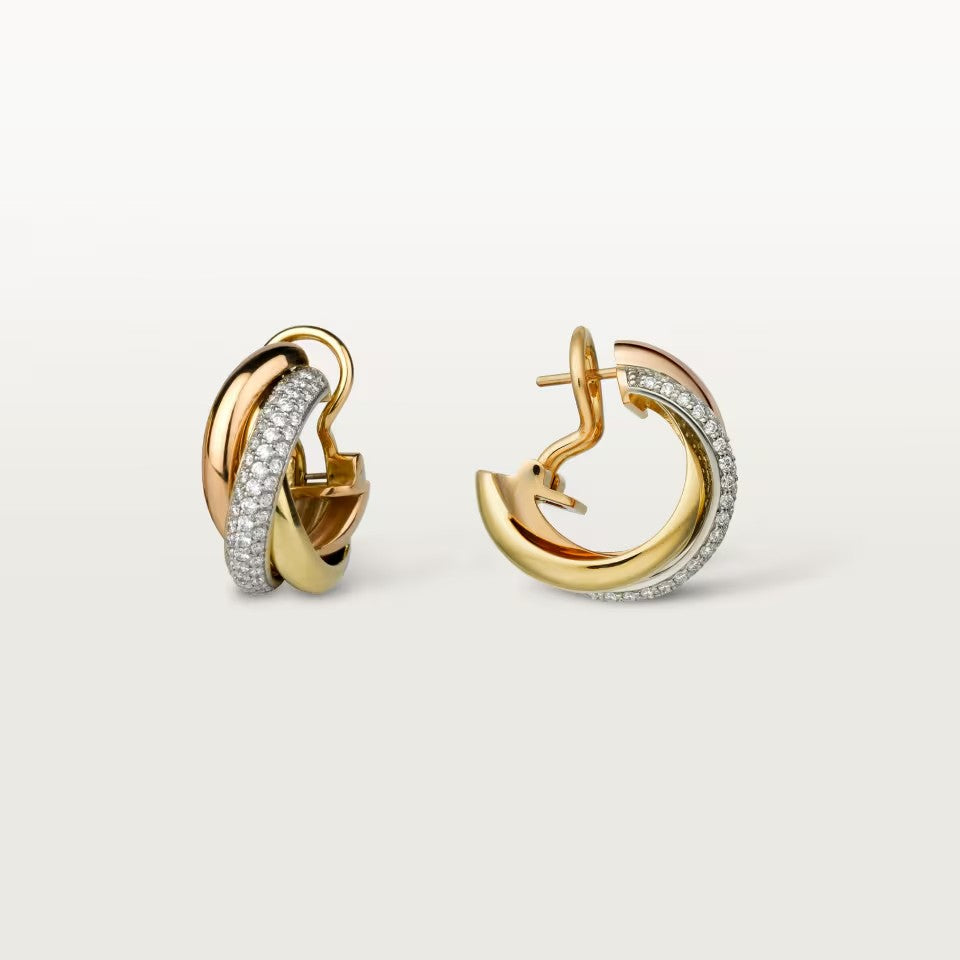 [Rosla]TRINITY HALF DIAMOND  CLASSIC EARRINGS