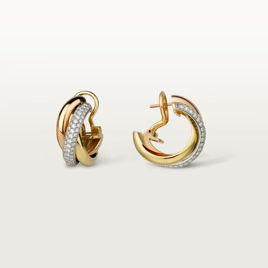 [Rosla]TRINITY HALF DIAMOND  CLASSIC EARRINGS