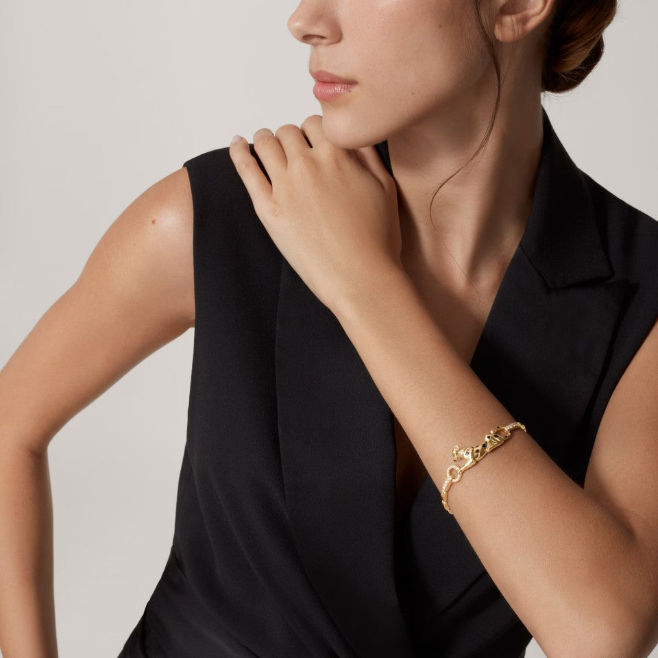 [Rosla]PANTHERE HALF DIAMOND ON CHAIN BRACELET