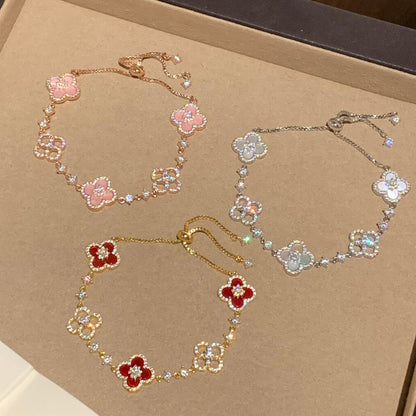 [Rosla]CLOVER 5 MOTIF PINK BLUE RED WHITE BRACELET