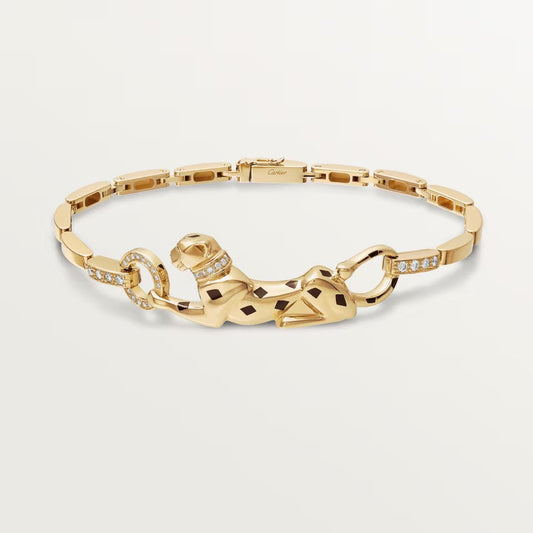 [Rosla]PANTHERE HALF DIAMOND ON CHAIN BRACELET