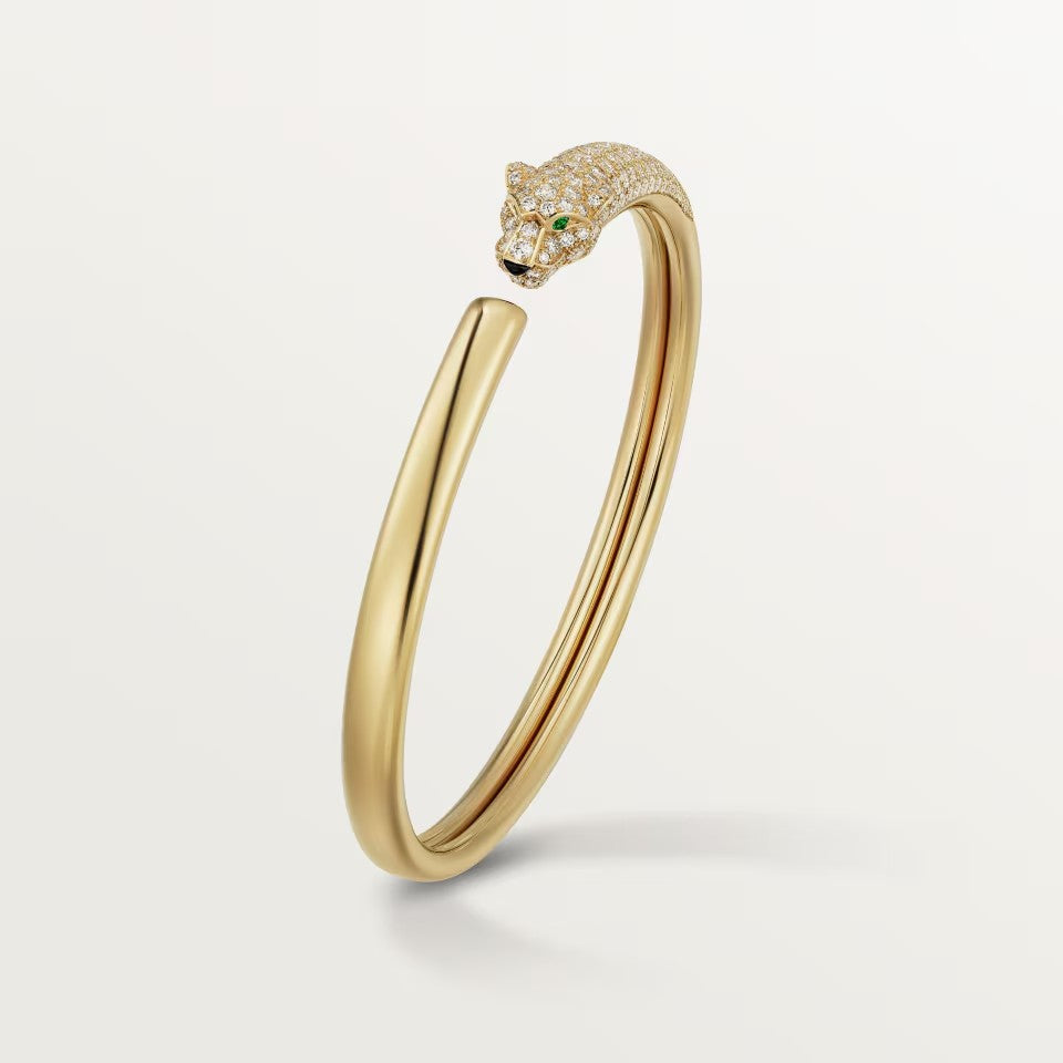 [Rosla]PANTHERE HALF DIAMOND OPEN BRACELET