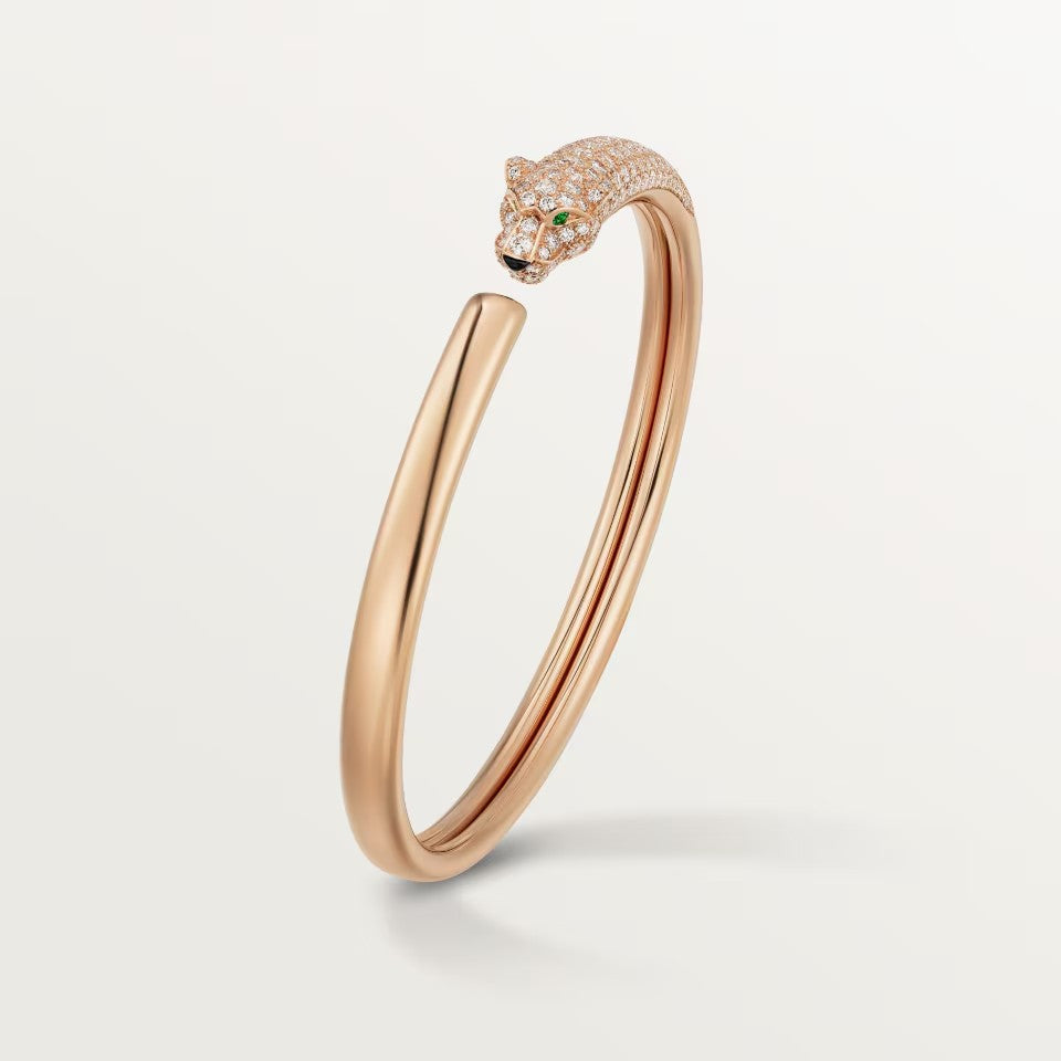 [Rosla]PANTHERE HALF DIAMOND OPEN BRACELET