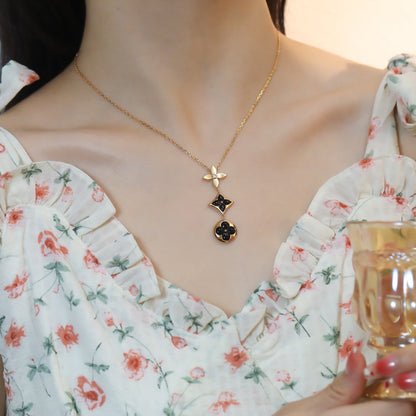 [Rosla]STAR AND SUN ONYX PINK GOLD NECKLACE