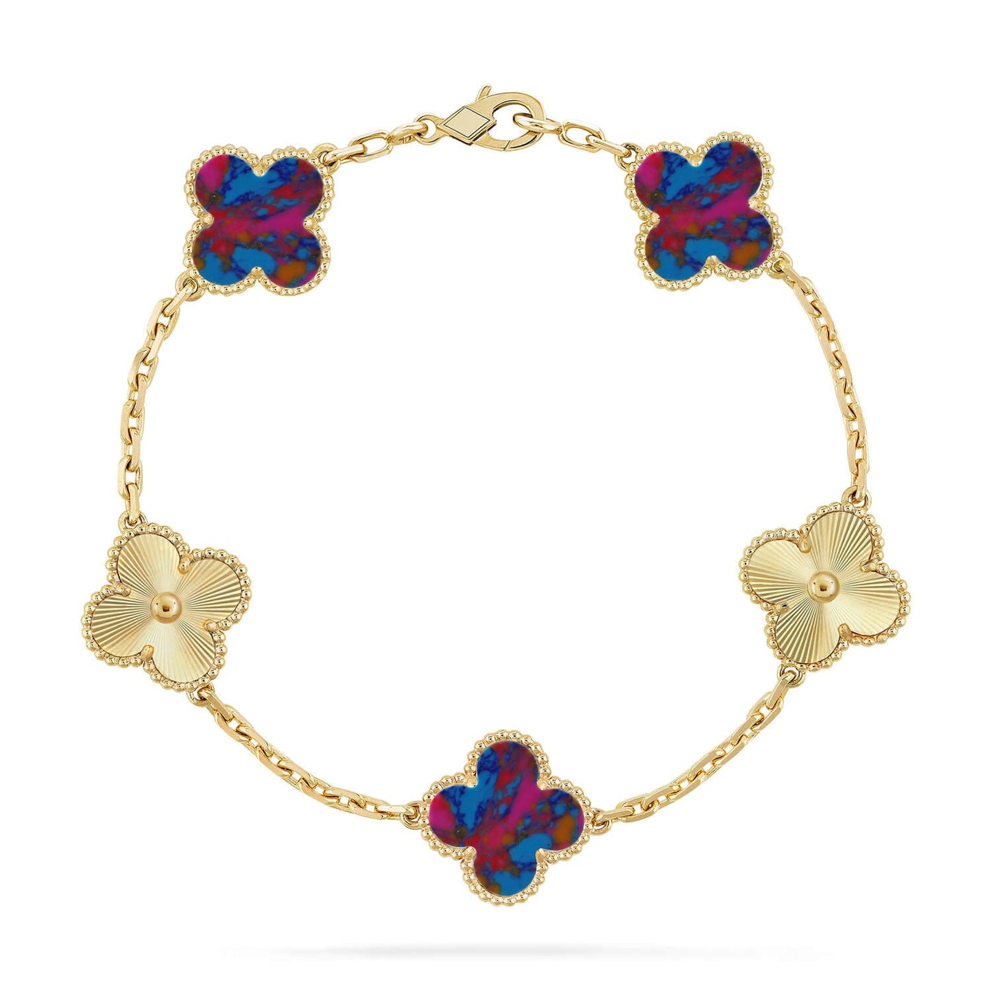 [Rosla]CLOVER 5 MOTIF COLOR GEMSTONES BRACELET COLLECTION