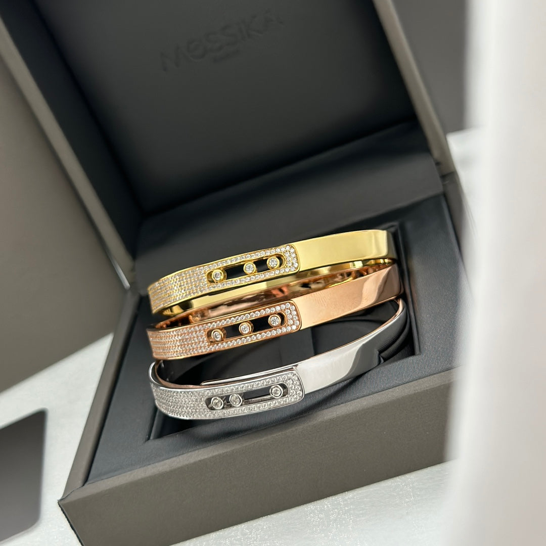 [Rosla]Move Noa Rose Gold Pavé Diamond Bangle Bracelet
