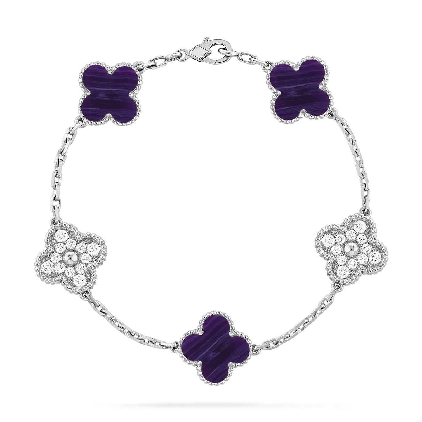 [Rosla]CLOVER 5 MOTIF PURPLE STRIPES BRACELET COLLECTION