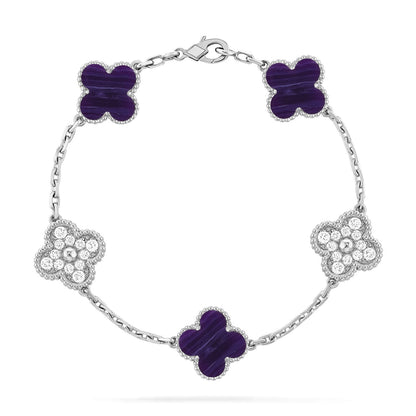 [Rosla]CLOVER 5 MOTIF PURPLE STRIPES BRACELET COLLECTION