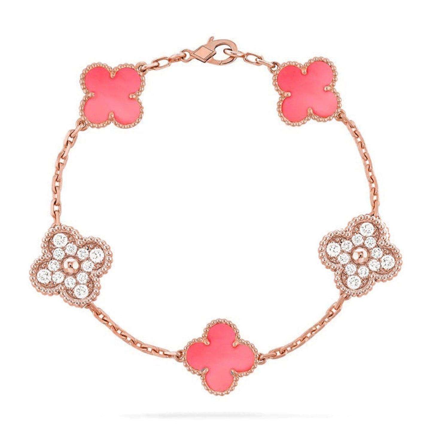 [Rosla] CLOVER 5 MOTIFS  PINK MOP BRACELET COLLECTION