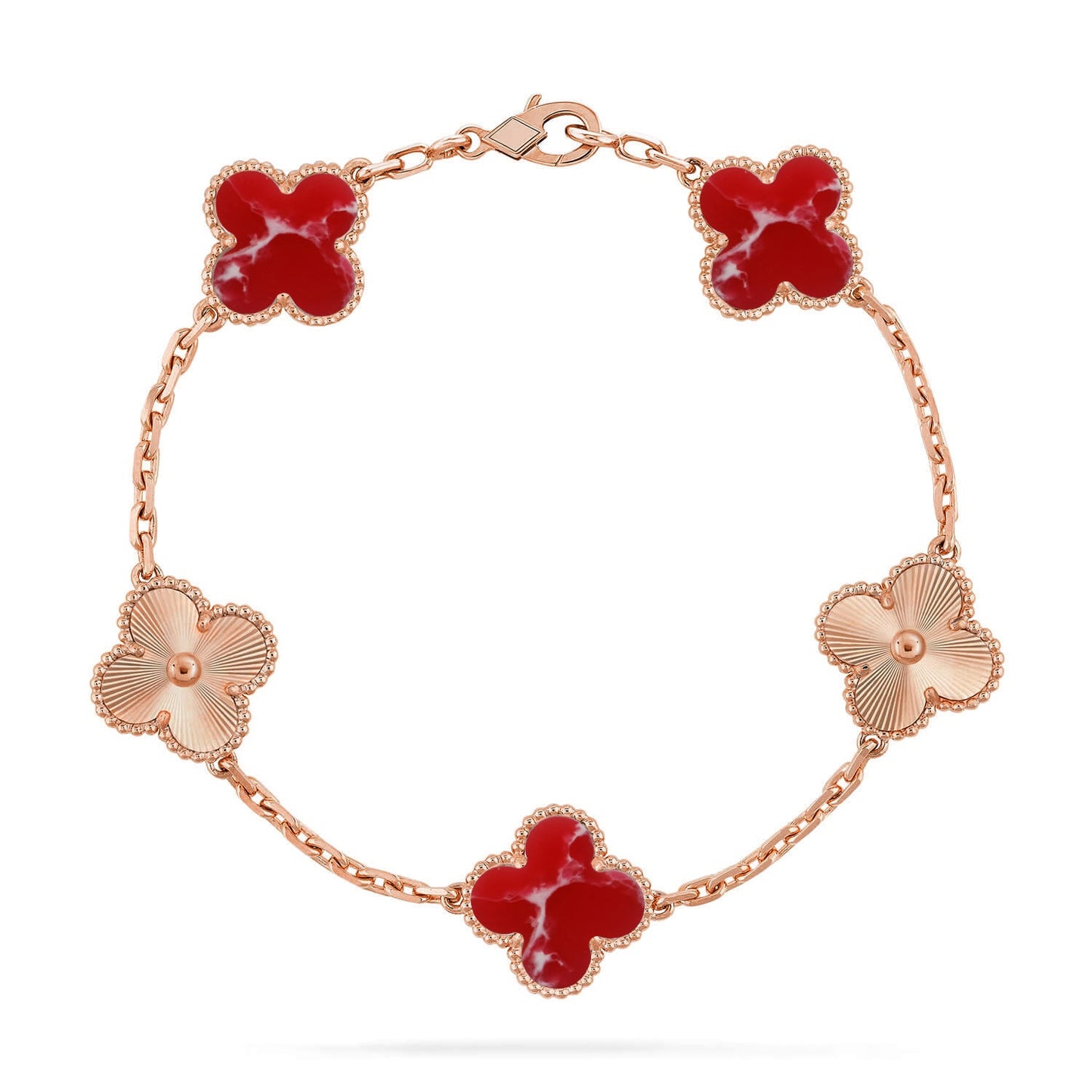 [Rosla]CLOVER 5 MOTIF RED PATTERN BRACELET COLLECTION