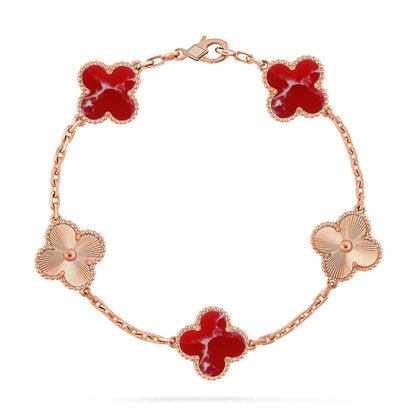 [Rosla]CLOVER 5 MOTIF RED PATTERN BRACELET COLLECTION