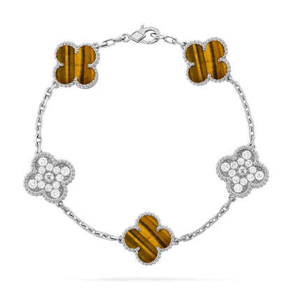 [Rosla] CLOVER 5 MOTIFS TIGER EYE BRACELET COLLECTION