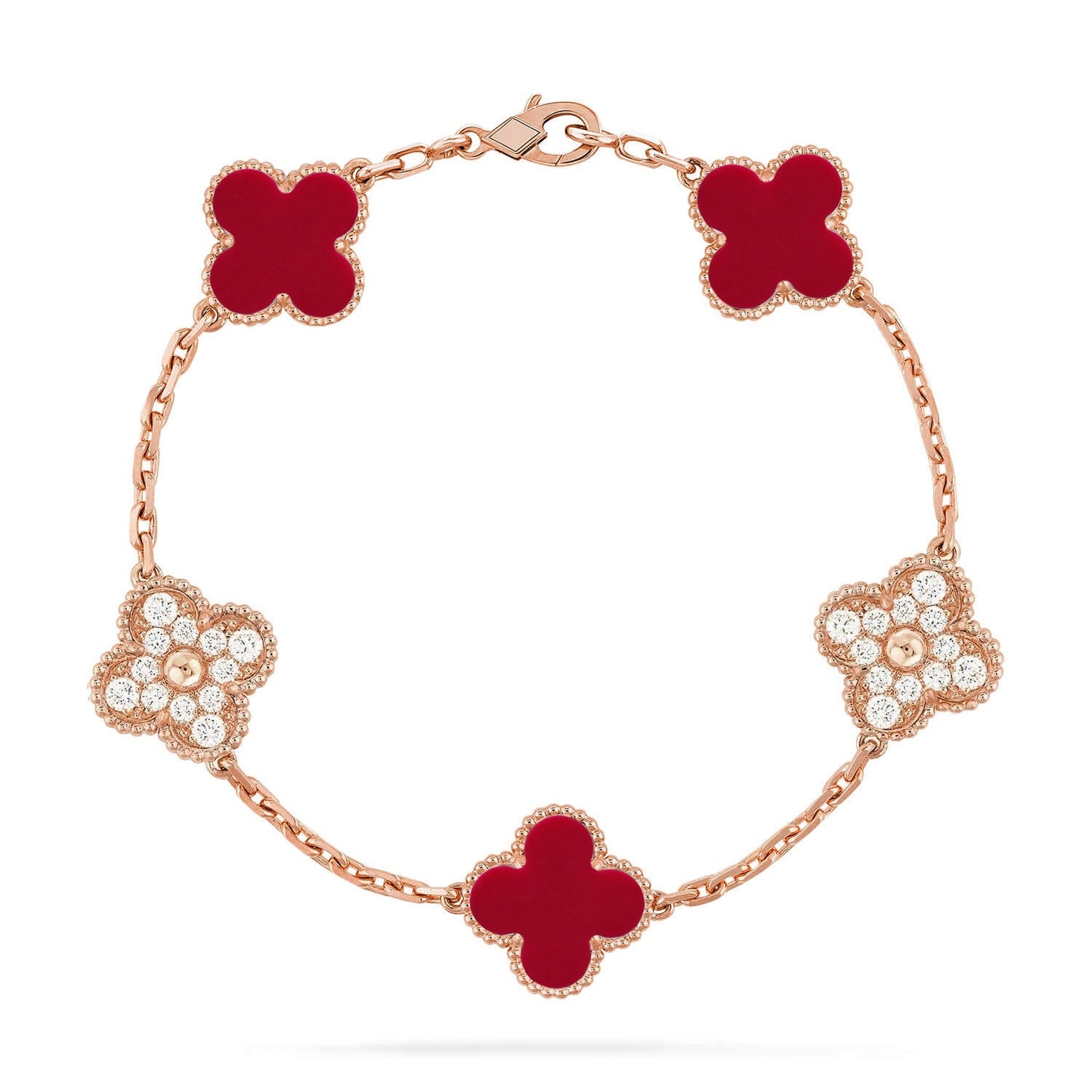 [Rosla] CLOVER 5 MOTIF RED CORNELIAN BRACELET COLLECTION