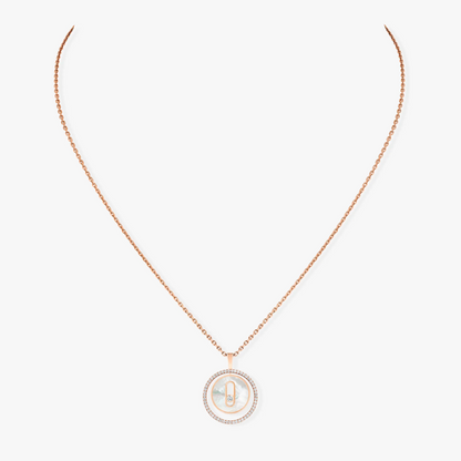 [Rosla]LUCKY MOVE 1 DIAMOND WHITE MOTHER OF PEARL PINK GOLD DIAMOND NECKLACE