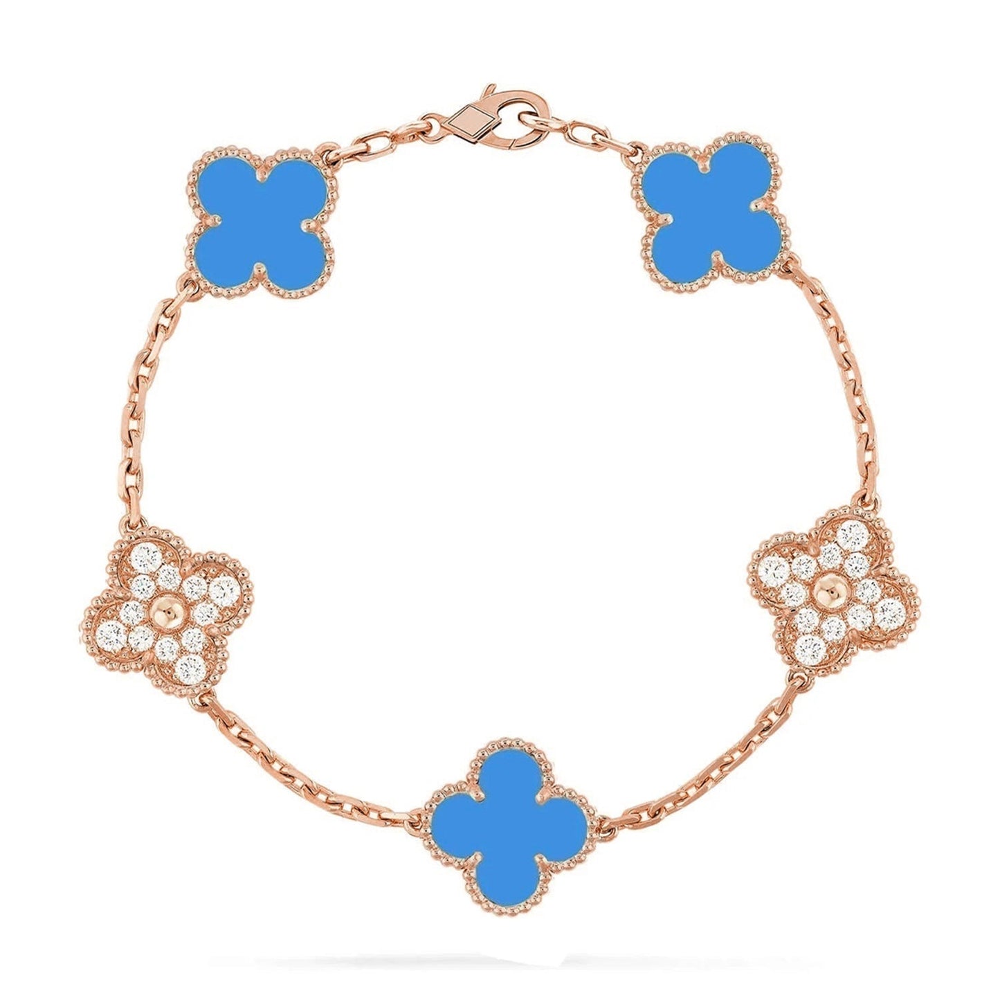 [Rosla] CLOVER 5 MOTIF BLUE AGATE BRACELET COLLECTION