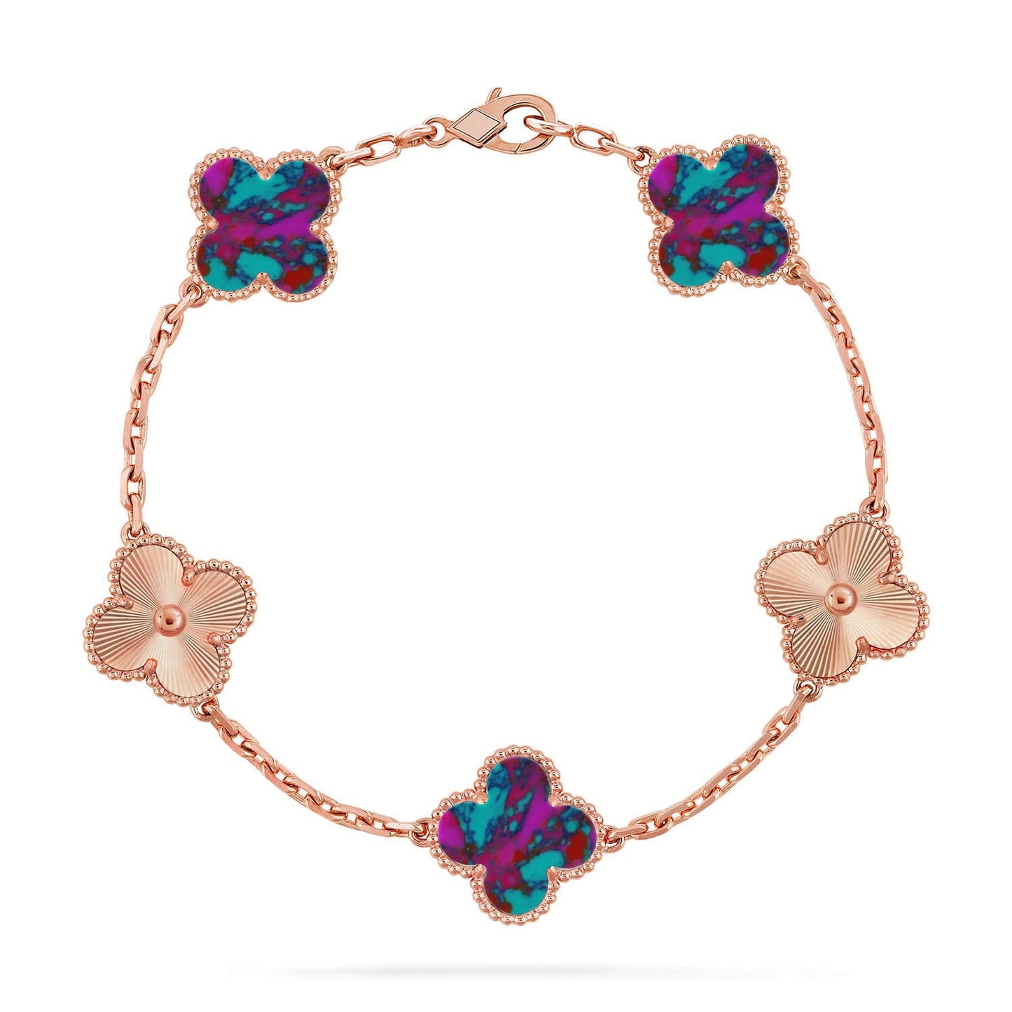 [Rosla]CLOVER 5 MOTIF COLOR GEMSTONES BRACELET COLLECTION