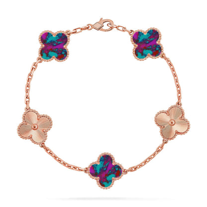 [Rosla]CLOVER 5 MOTIF COLOR GEMSTONES BRACELET COLLECTION