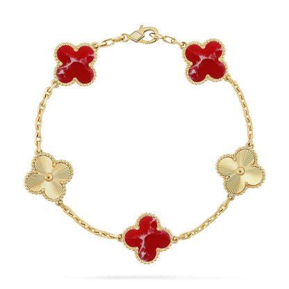 [Rosla]CLOVER 5 MOTIF RED PATTERN BRACELET COLLECTION