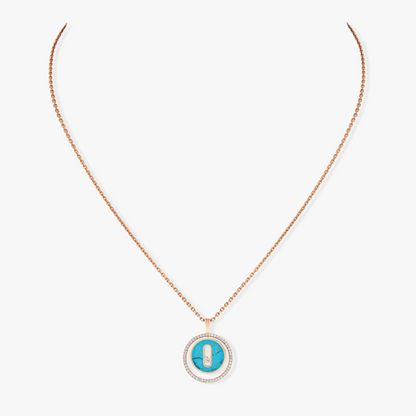 [Rosla]LUCKY MOVE 1 DIAMOND TURQUOISE PINK GOLD DIAMOND NECKLACE
