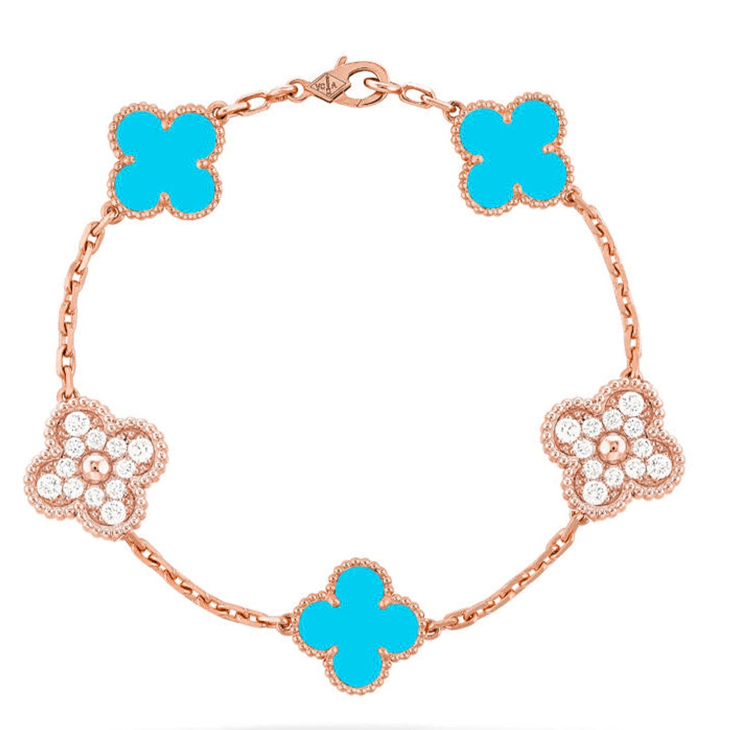 [Rosla] CLOVER 5 MOTIF TURQUOISE BRACELET COLLECTION