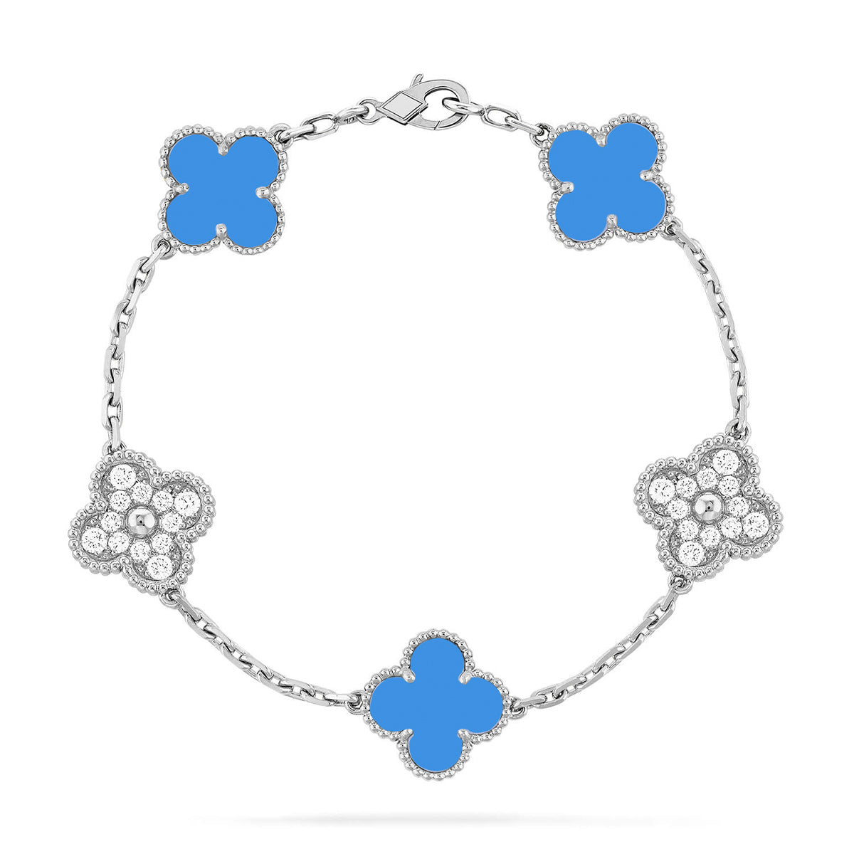 [Rosla] CLOVER 5 MOTIF BLUE AGATE BRACELET COLLECTION