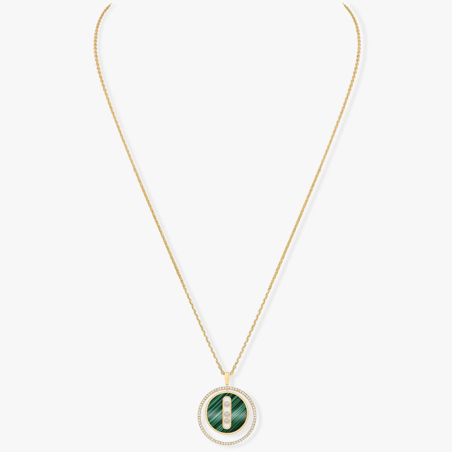[Rosla]LUCKY MOVE 3 DIAMOND MALACHITE GOLD DIAMOND NECKLACE