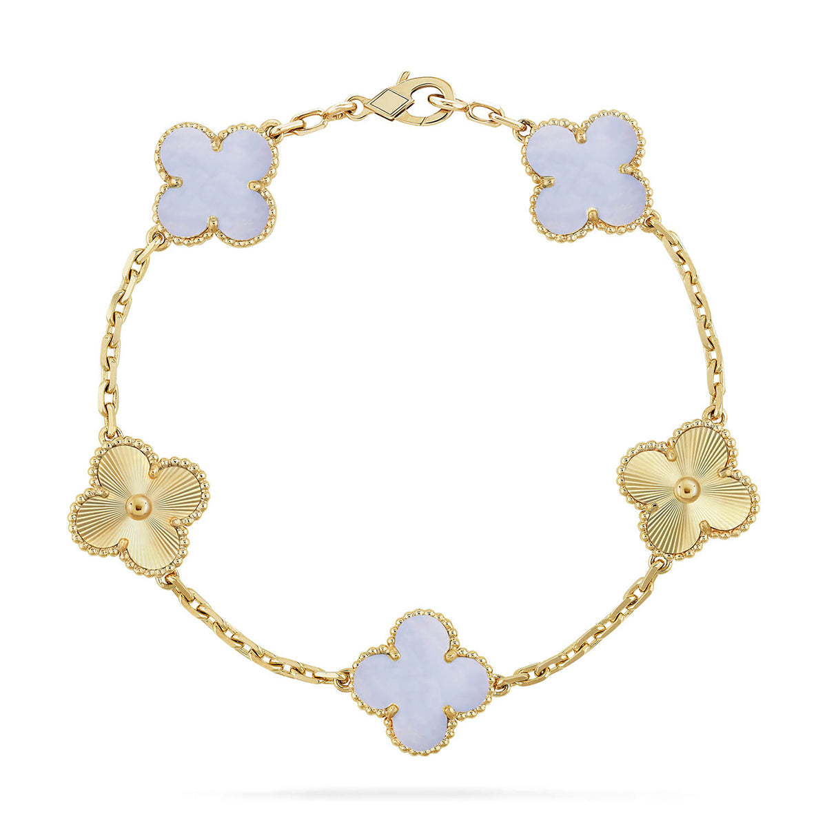 [Rosla] CLOVER 5 MOTIF PURPLE CHALCEDONY BRACELET COLLECTION