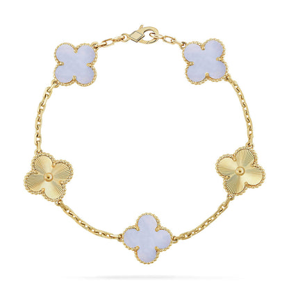 [Rosla] CLOVER 5 MOTIF PURPLE CHALCEDONY BRACELET COLLECTION