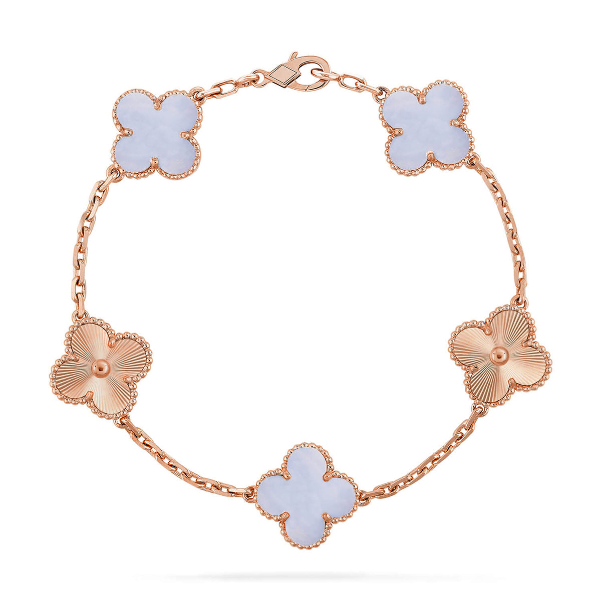 [Rosla] CLOVER 5 MOTIF PURPLE CHALCEDONY BRACELET COLLECTION