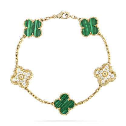 [Rosla] CLOVER 5 MOTIF MALACHITE BRACELET COLLECTION