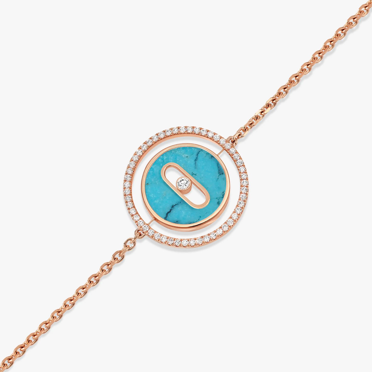 [Rosla]LUCKY MOVE TURQUOISE PINK GOLD DIAMOND BRACELET