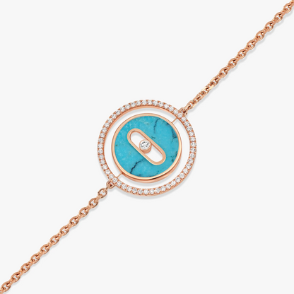 [Rosla]LUCKY MOVE TURQUOISE PINK GOLD DIAMOND BRACELET