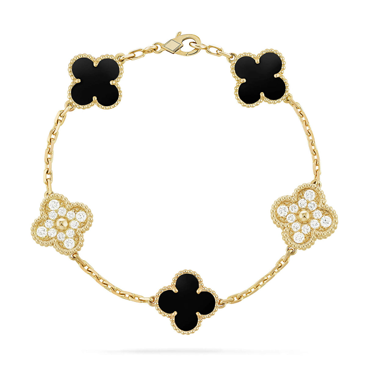 [Rosla] CLOVER 5 MOTIF ONYXS BRACELET COLLECTION