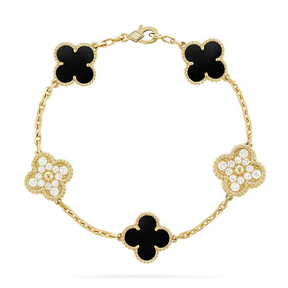[Rosla] CLOVER 5 MOTIF ONYXS BRACELET COLLECTION