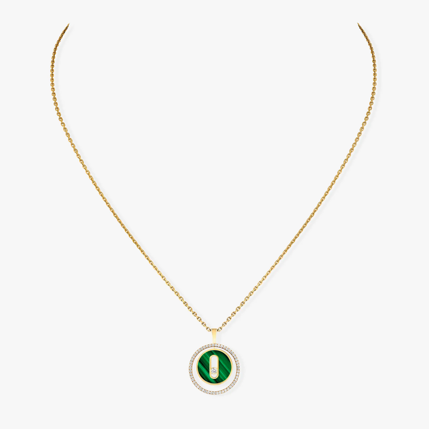 [Rosla]LUCKY MOVE 1 DIAMOND MALACHITE GOLD DIAMOND NECKLACE