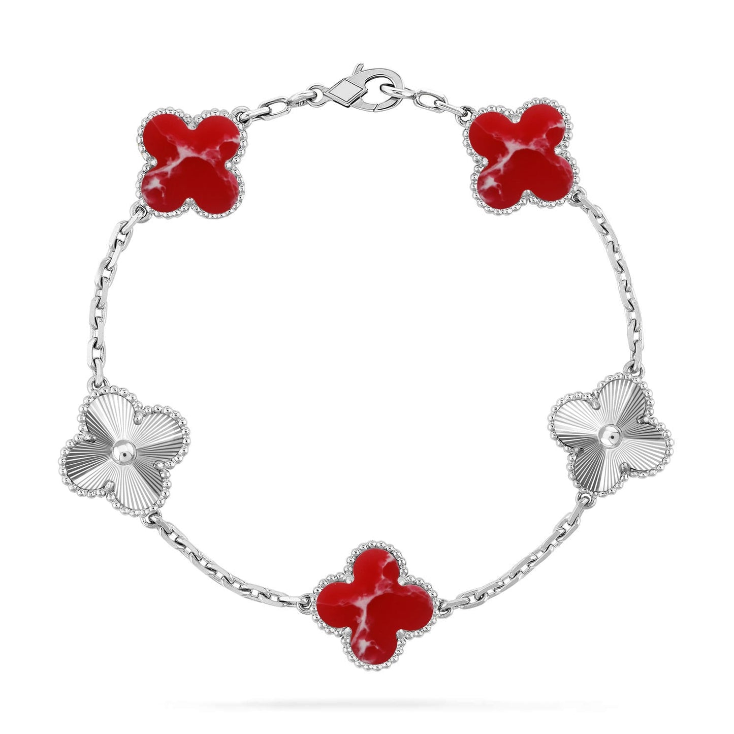 [Rosla]CLOVER 5 MOTIF RED PATTERN BRACELET COLLECTION