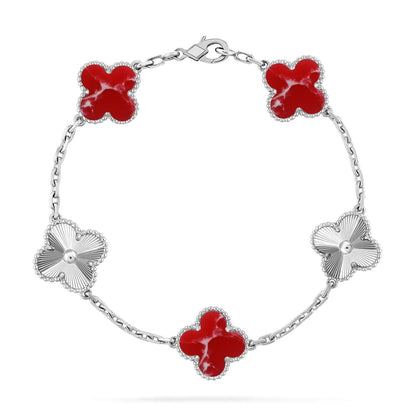 [Rosla]CLOVER 5 MOTIF RED PATTERN BRACELET COLLECTION