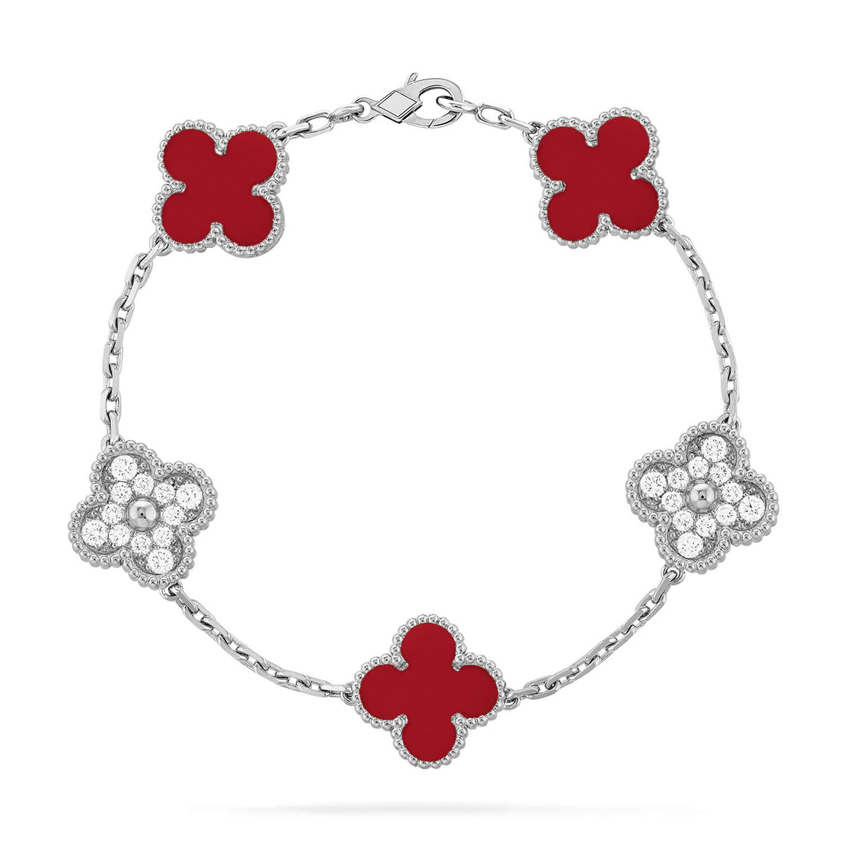 [Rosla] CLOVER 5 MOTIF RED CORNELIAN BRACELET COLLECTION