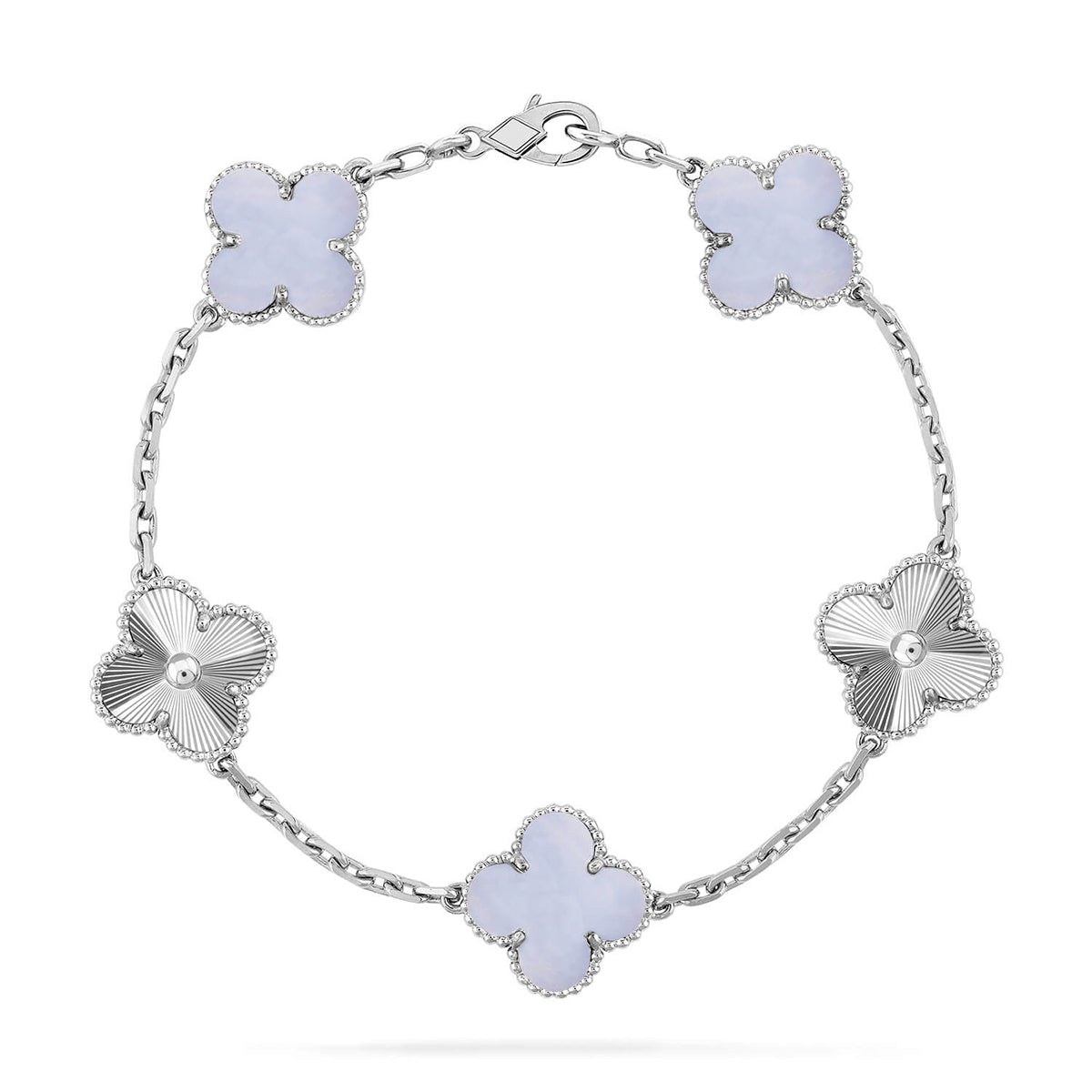 [Rosla] CLOVER 5 MOTIF PURPLE CHALCEDONY BRACELET COLLECTION