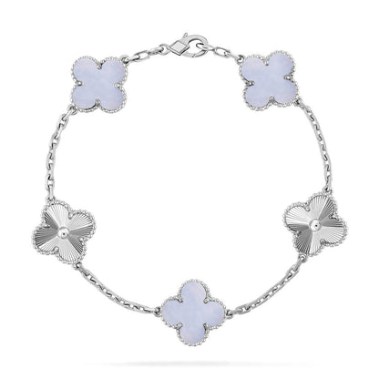 [Rosla] CLOVER 5 MOTIF PURPLE CHALCEDONY BRACELET COLLECTION