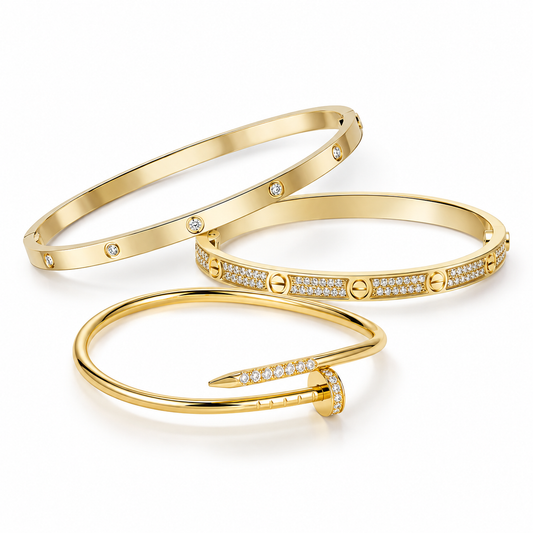 [Rosla] JUSTE Diamond & LOVE Diamond Bracelet Stack Set