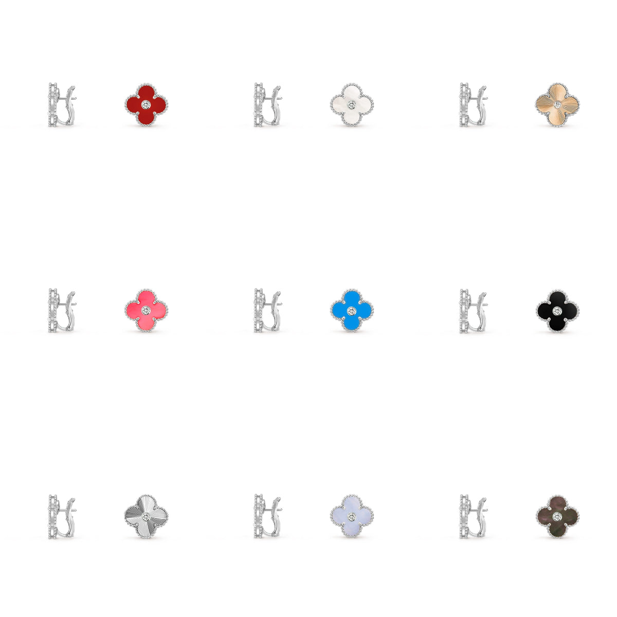 [Rosla]CLOVER SILVER 15MM MOP DIAMOND EARRINGS COLLECTION