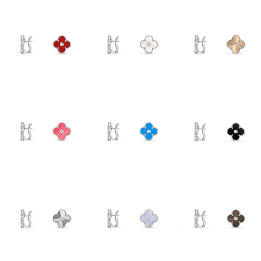 [Rosla]CLOVER SILVER 15MM MOP DIAMOND EARRINGS COLLECTION