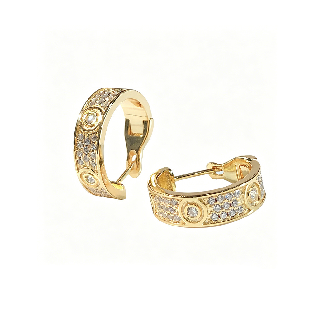 [Rosla]LOVE 5.5MM DIAMOND PAVED EARRINGS