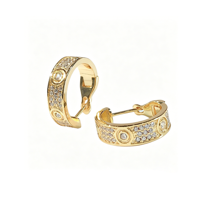[Rosla]LOVE 5.5MM DIAMOND PAVED EARRINGS