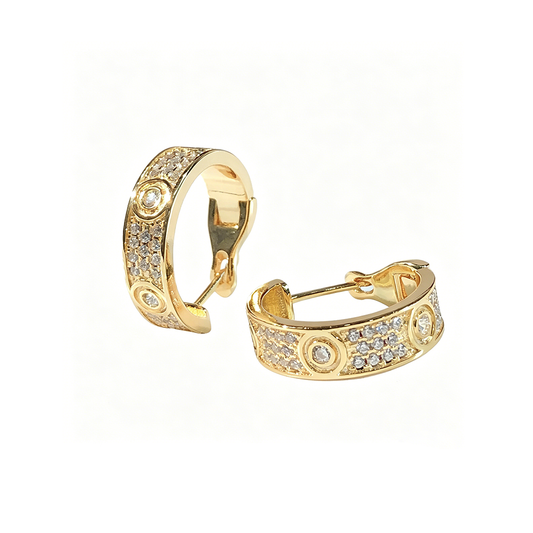 [Rosla]LOVE 5.5MM DIAMOND PAVED EARRINGS