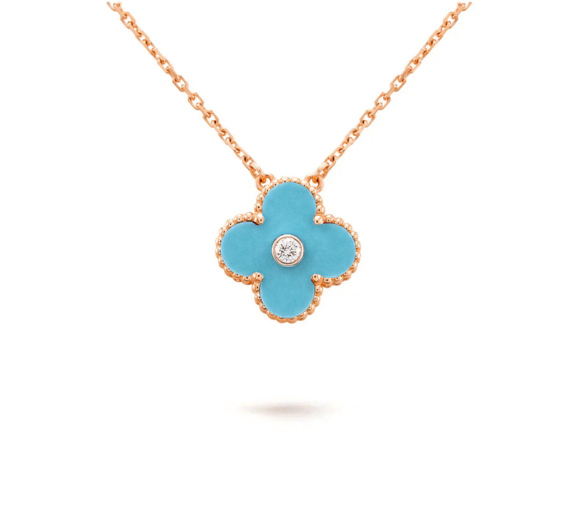 [Rosla]CLOVER 15MM DIAMOND SINGLE FLOWER NECKLACE COLLECTION
