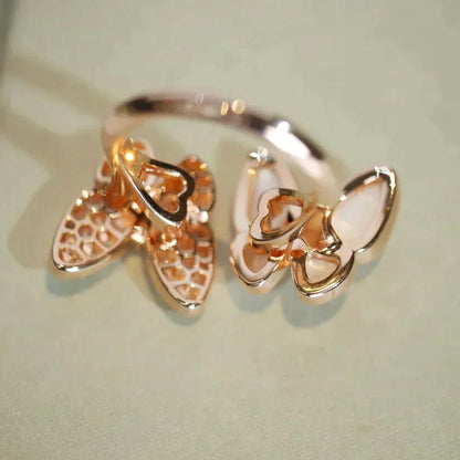 [Rosla]TWIN BUTTERFLY DIAMOND MOP RING